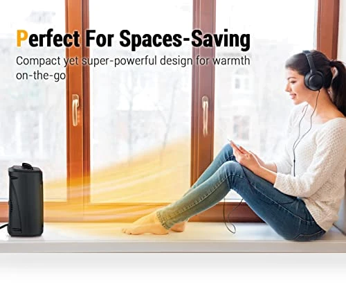 1500W Electric Space Heater with Thermostat, PTC Fast Heating Ceramic Room Heater — Heater Spare Components, Aikoper