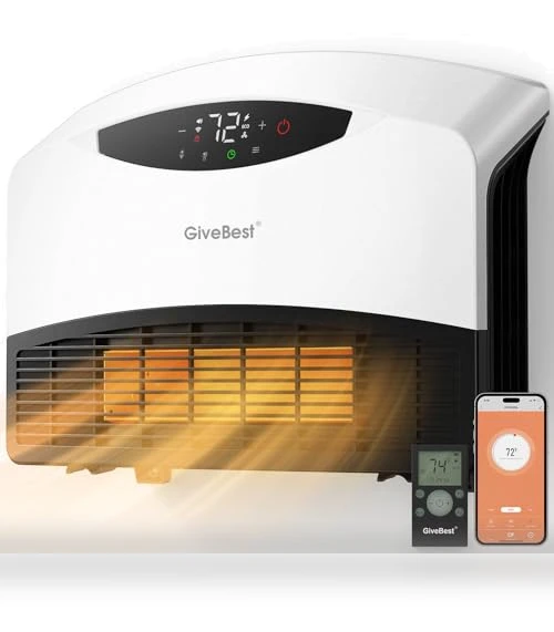 Electric Wall Heater with WiFi and Remote Control, 1500W Fast Heating — Portable Heating Solutions, GiveBest