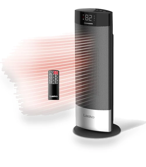 Ceramic Tower Heater with Remote, Digital Display, and Timer — Portable Heating Solutions, Lasko