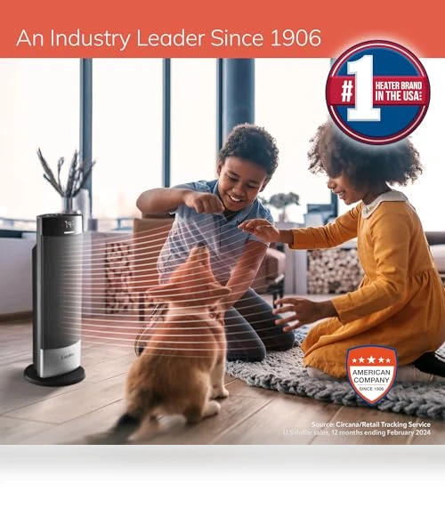Ceramic Tower Heater with Remote, Digital Display, and Timer — Portable Heating Solutions, Lasko