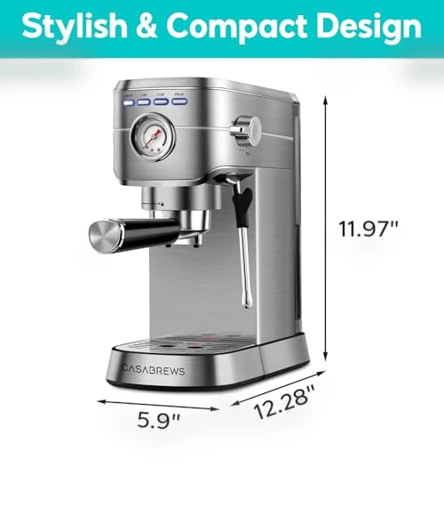 20 Bar Espresso Machine with Milk Frother, Compact Coffee Maker for Home — Coffee & Espresso Combos, CASABREWS