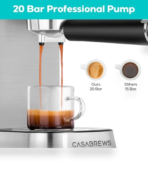 20 Bar Espresso Machine with Milk Frother — Coffee & Espresso Combos, CASABREWS