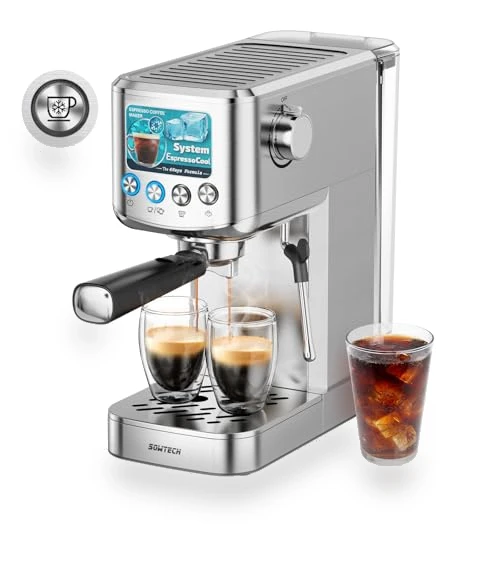 20 Bar Compact Espresso Machine with Milk Frother — Coffee & Espresso Combos, SOWTECH