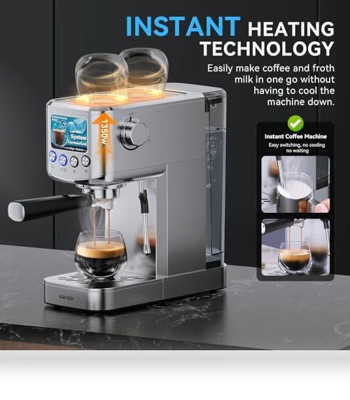 20 Bar Compact Espresso Machine with Milk Frother — Coffee & Espresso Combos, SOWTECH