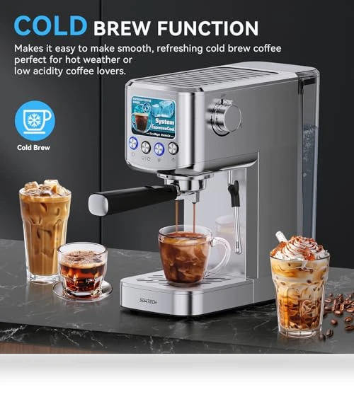 20 Bar Compact Espresso Machine with Milk Frother — Coffee & Espresso Combos, SOWTECH