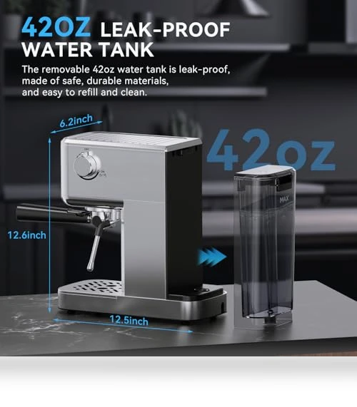 20 Bar Compact Espresso Machine with Milk Frother — Coffee & Espresso Combos, SOWTECH