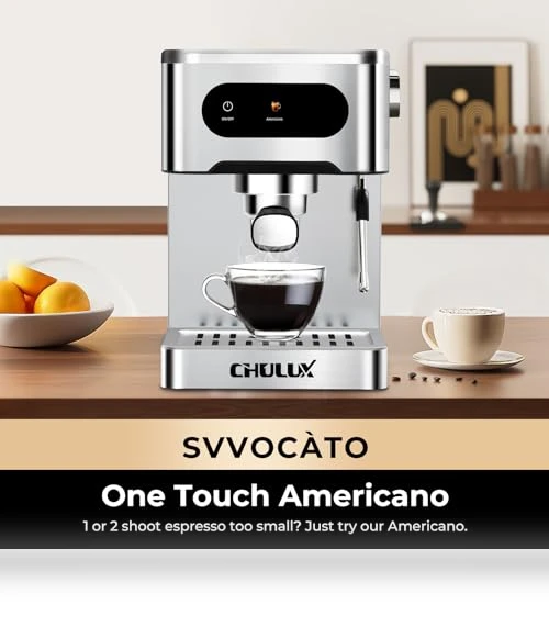 Hot & Cool Espresso Machine with Touch Panel, 20 Bar Italian Pump — Coffee & Espresso Combos, CHULUX