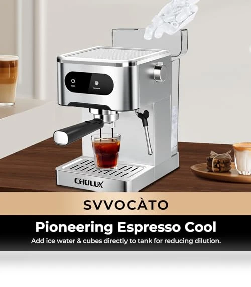 Hot & Cool Espresso Machine with Touch Panel, 20 Bar Italian Pump — Coffee & Espresso Combos, CHULUX