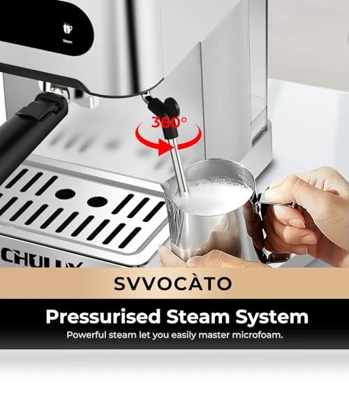 Hot & Cool Espresso Machine with Touch Panel, 20 Bar Italian Pump — Coffee & Espresso Combos, CHULUX