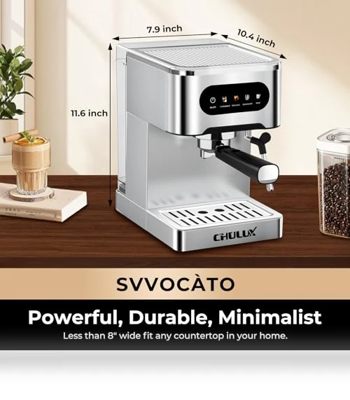 Hot & Cool Espresso Machine with Touch Panel, 20 Bar Italian Pump — Coffee & Espresso Combos, CHULUX