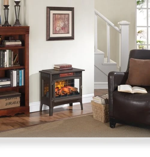 Freestanding Electric Fireplace Stove Heater with 3D Flame Effect — Electric Heating Solutions, Duraflame