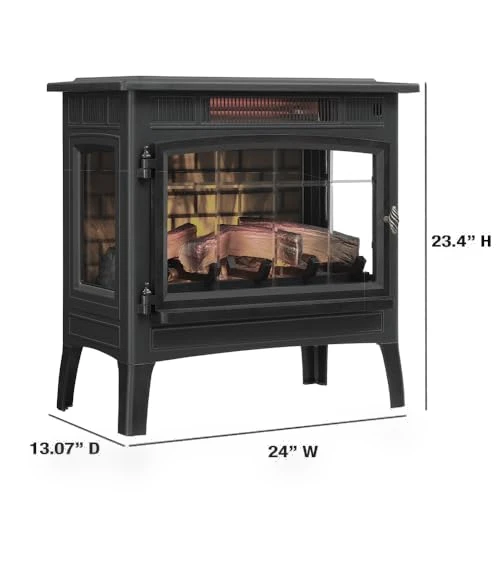Freestanding Electric Fireplace Stove Heater with 3D Flame Effect — Electric Heating Solutions, Duraflame
