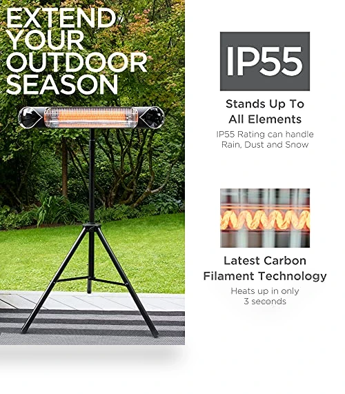 Infrared Electric Patio Heater - 1500W Indoor/Outdoor Portable Heater — Patio Heaters, Briza