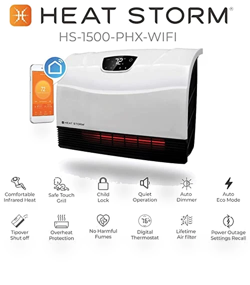 Wi-Fi Infrared Wall Heater with Digital Thermostat — Portable Heating Solutions, Heat Storm