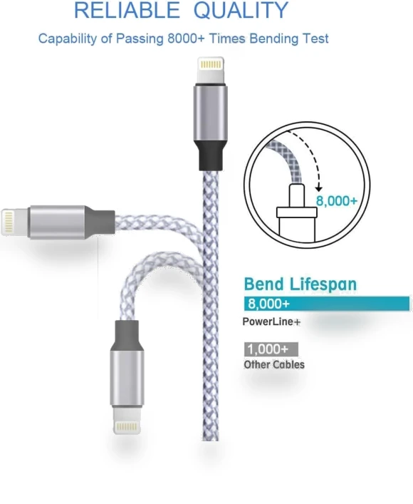 MFi Certified Lightning Cable 3PACK 6FT Nylon Braided USB Charging Cable — Lightning, TAKAGI