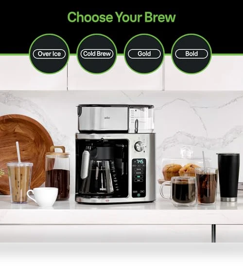 10-Cup Pod Free Drip Coffee Maker with Cold Brew — Coffee & Espresso Combos, Braun