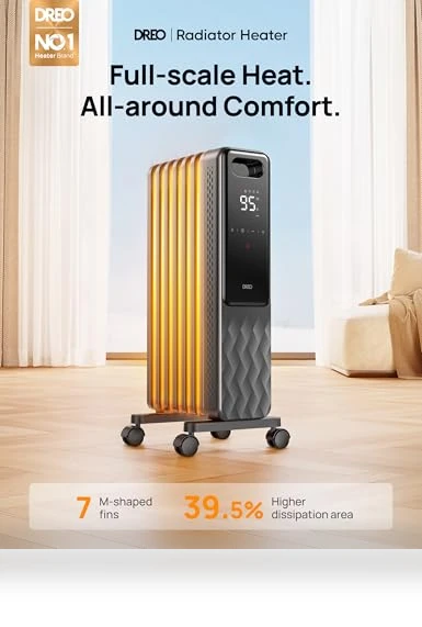 Oil Filled Radiator Heater with Remote Control, 1500W — Home Climate Control, Dreo