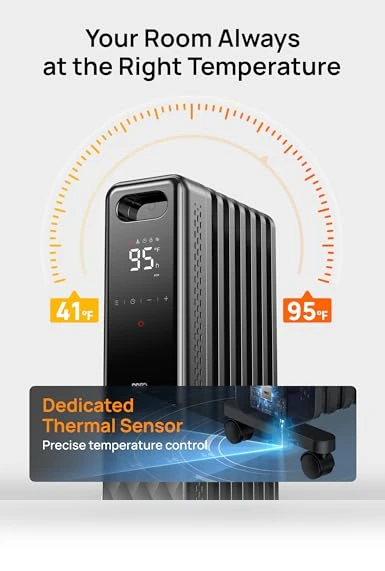 Oil Filled Radiator Heater with Remote Control, 1500W — Home Climate Control, Dreo