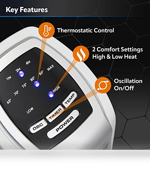 Oscillating Ceramic Tower Space Heater with Timer and Overheat Protection — Portable Heating Solutions, Lasko