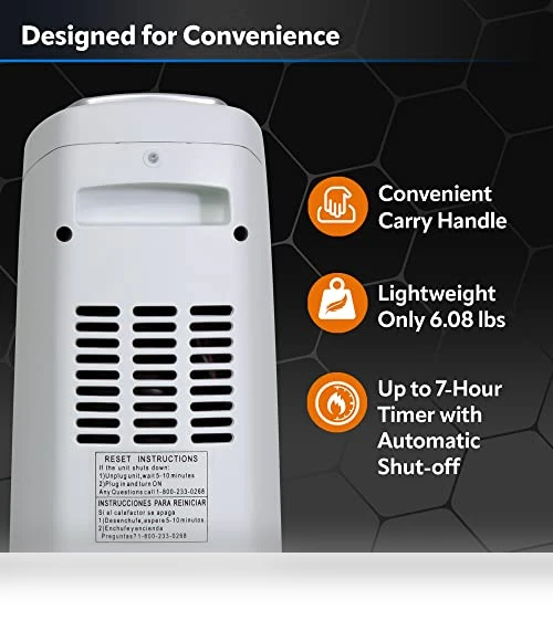 Oscillating Ceramic Tower Space Heater with Timer and Overheat Protection — Portable Heating Solutions, Lasko