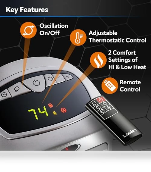 Digital Ceramic Tower Heater with Remote Control — Air Moisturizers, Lasko