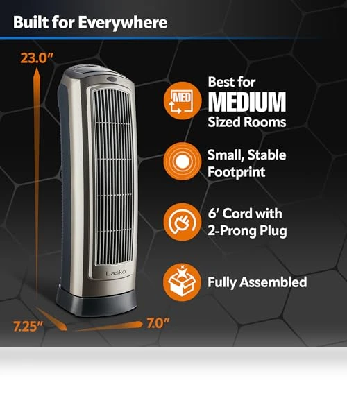 Digital Ceramic Tower Heater with Remote Control — Air Moisturizers, Lasko
