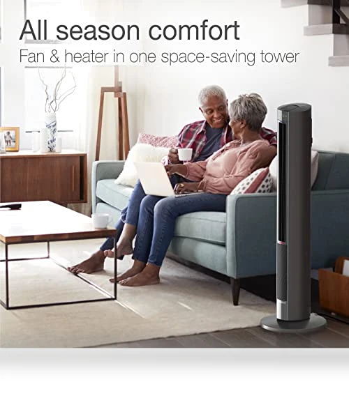 Oscillating All Season Tower Fan and Space Heater — Vertical Air Circulators, Lasko
