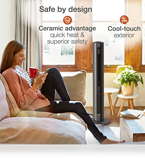 Oscillating All Season Tower Fan and Space Heater — Vertical Air Circulators, Lasko