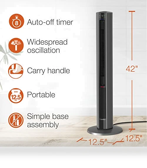 Oscillating All Season Tower Fan and Space Heater — Vertical Air Circulators, Lasko