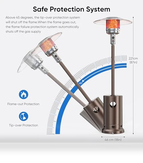 48,000 BTU Propane Patio Heater with Wheels and Round Table — Heater Covers, OLIXIS