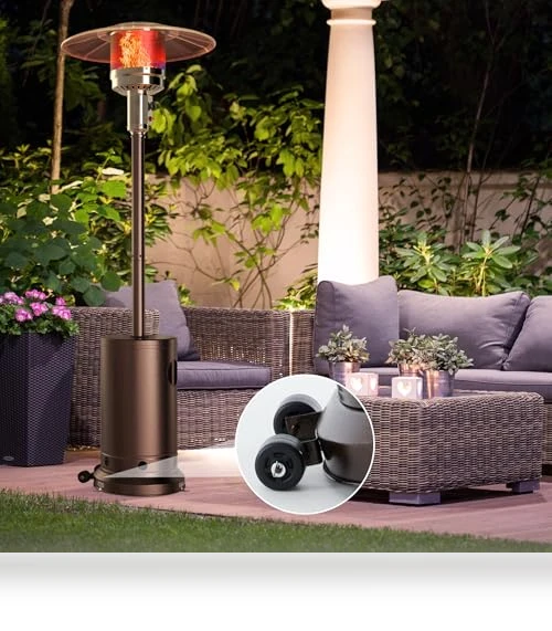 48,000 BTU Propane Patio Heater with Wheels and Round Table — Heater Covers, OLIXIS