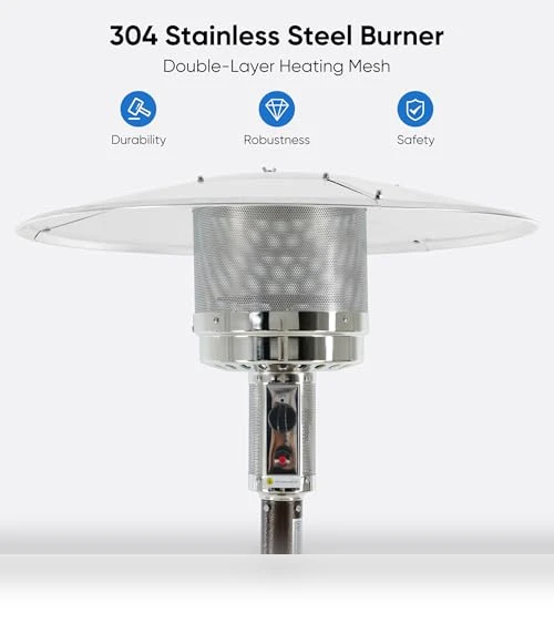 48,000 BTU Propane Patio Heater with Wheels and Round Table — Heater Covers, OLIXIS