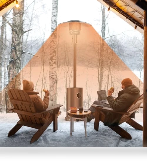 48,000 BTU Propane Patio Heater with Wheels and Round Table — Heater Covers, OLIXIS