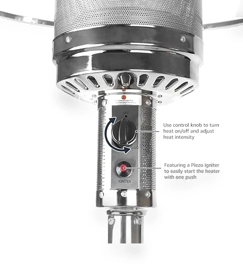 46,000 BTU Outdoor Propane Patio Heater with Wheels — Patio Heaters, Amazon Basics