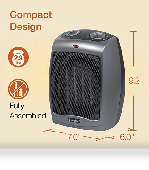 Portable Indoor Electric Ceramic Space Heater with Thermostat — Portable Heating Solutions, Lasko