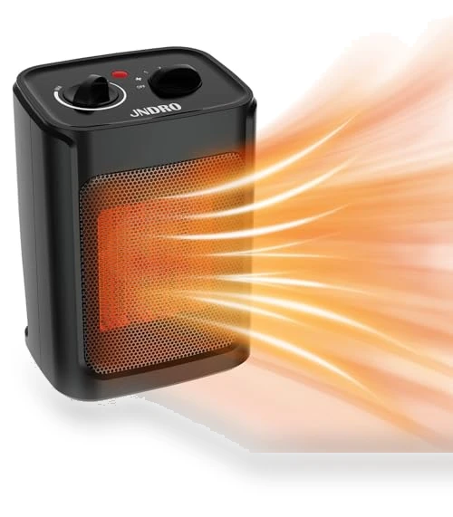 Portable Electric Space Heater with Thermostat - 1500W/750W Quiet Ceramic Mini Heater Fan — Portable Heating Solutions, JNDRO
