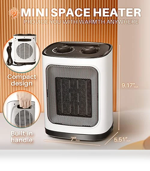 Portable Electric Space Heater with Thermostat, 1500W — Portable Heating Solutions, Kismile