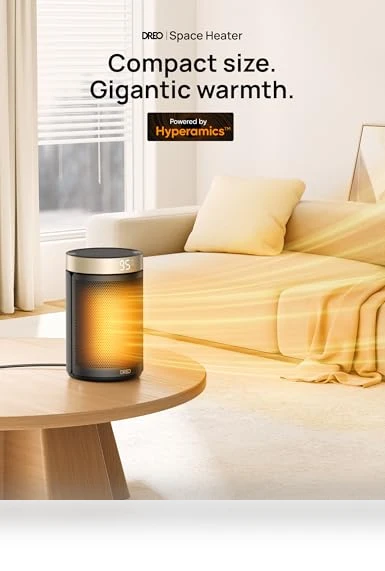 Portable Electric Space Heater with Thermostat and Remote, 1500W PTC Ceramic Fast Safety Heat — Portable Heating Solutions, Dreo