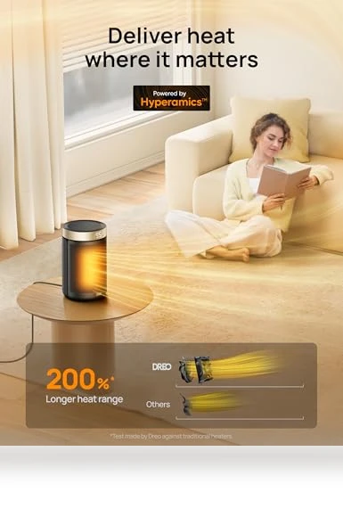 Portable Electric Space Heater with Thermostat and Remote, 1500W PTC Ceramic Fast Safety Heat — Portable Heating Solutions, Dreo