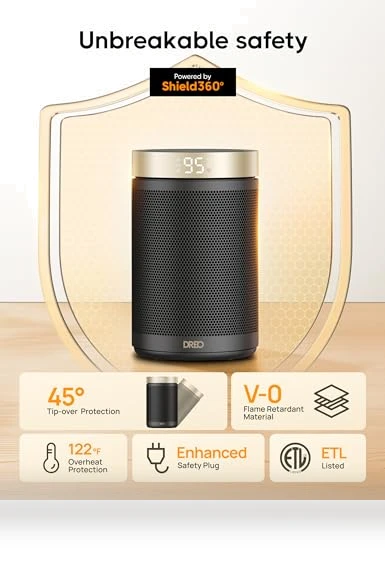 Portable Electric Space Heater with Thermostat and Remote, 1500W PTC Ceramic Fast Safety Heat — Portable Heating Solutions, Dreo