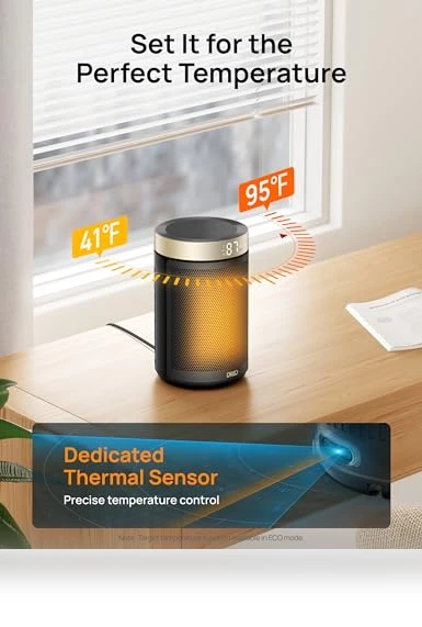 Portable Electric Space Heater with Thermostat and Remote, 1500W PTC Ceramic Fast Safety Heat — Portable Heating Solutions, Dreo