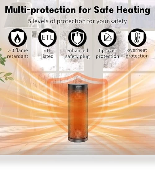 Portable Ceramic Space Heater with Remote, 1500W, 70° Oscillation — Portable Heating Solutions, QOWETU
