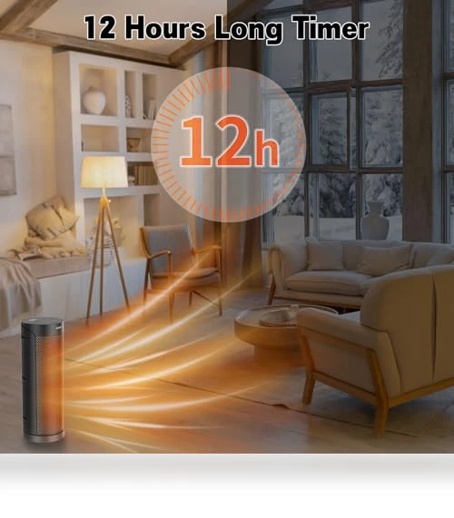 Portable Ceramic Space Heater with Remote, 1500W, 70° Oscillation — Portable Heating Solutions, QOWETU