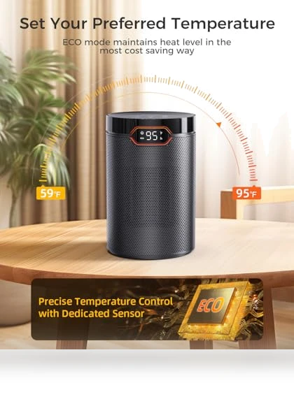 Portable Electric Space Heater with Thermostat & 24H Timer — Portable Heating Solutions, BREEZOME