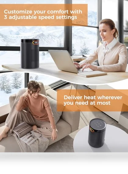 Portable Electric Space Heater with Thermostat & 24H Timer — Portable Heating Solutions, BREEZOME