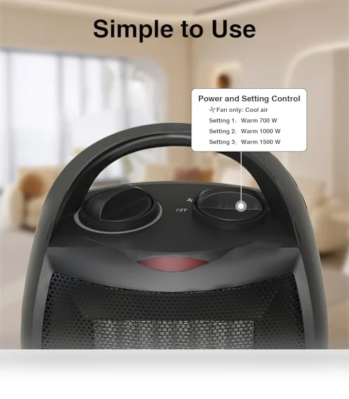 Portable Ceramic Space Heater with Fan - 1500W, 200 Sq Ft Coverage — Portable Heating Solutions, Lutntc