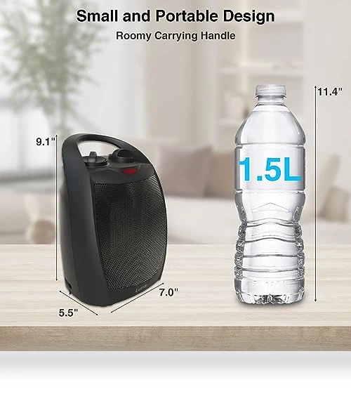 Portable Ceramic Space Heater with Fan - 1500W, 200 Sq Ft Coverage — Portable Heating Solutions, Lutntc