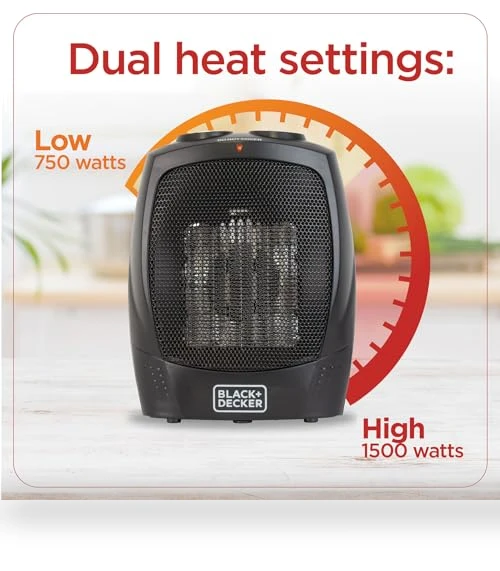Portable Space Heater with Carry Handle, 1500W — Portable Heating Solutions, BLACK+DECKER