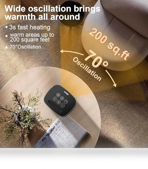 Portable Space Heater with Remote Control - 1500W PTC Electric Heater for Indoor Use — Portable Heating Solutions, JIBUFI