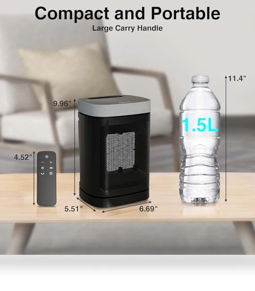 Portable Space Heater with Remote Control - 1500W PTC Electric Heater for Indoor Use — Portable Heating Solutions, JIBUFI